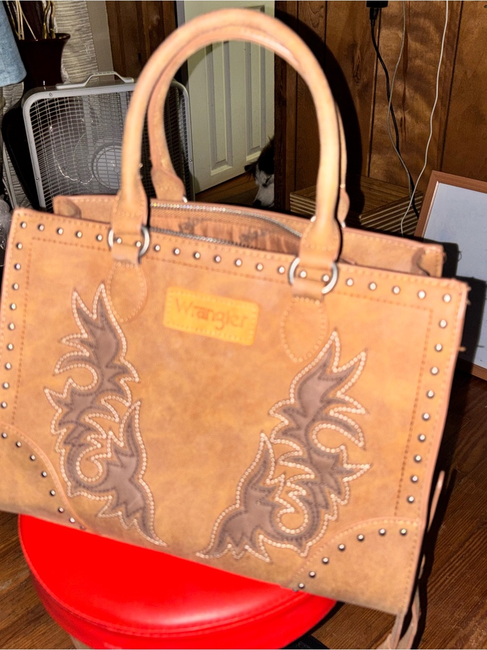 Wrangler Saddle Brown Western-Embroidered Tote